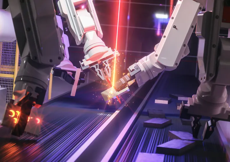 Smart industrial automation robot welding metal