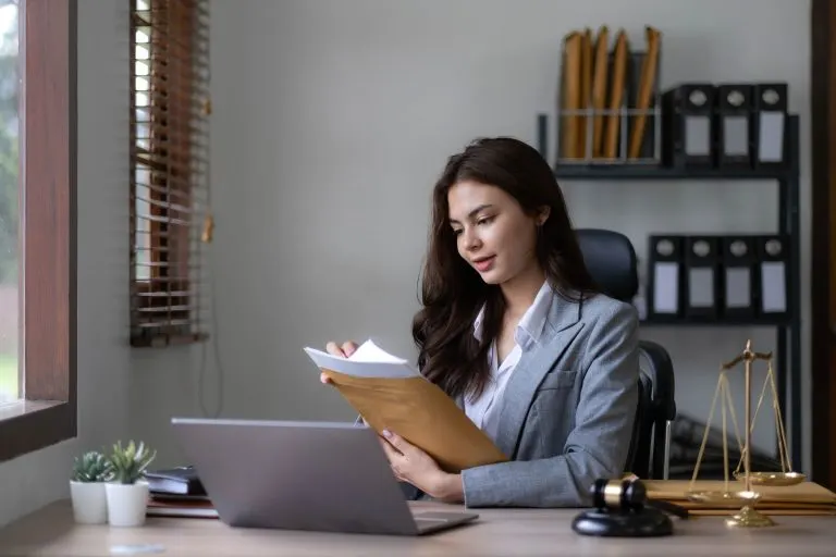Woman working on a laptop