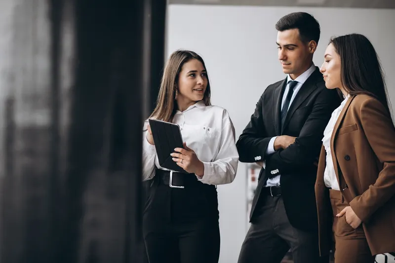 Business people working on a tablet in the office