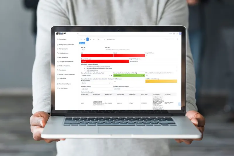 Management team reviewing a risk dashboard